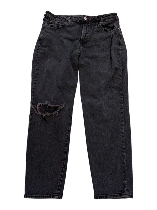 Old Navy Denim - Old Navy Black Straight-Leg Jeans with Distressed Knee
